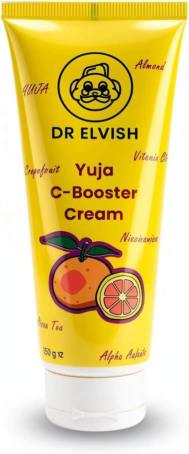 Dr. Elvish Yuja C-Booster Cream 100g – Brightening Moisturizer with Vitamin C, Yuja & Grapefruit Extract | Hydrating Face Cream for Even Skin Tone, Dullness & Dark Spots | Suitable for Daily Use