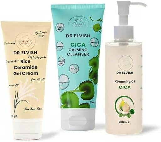 Dr. Elvish Daily Refresh Kit – Complete Skincare Routine Set (Cleansing Oil, Cica Calming Cleanser & Rice Ceramide Gel Cream) | Deep Cleansing, Hydration & Skin Barrier Repair for All Skin Types 500ml