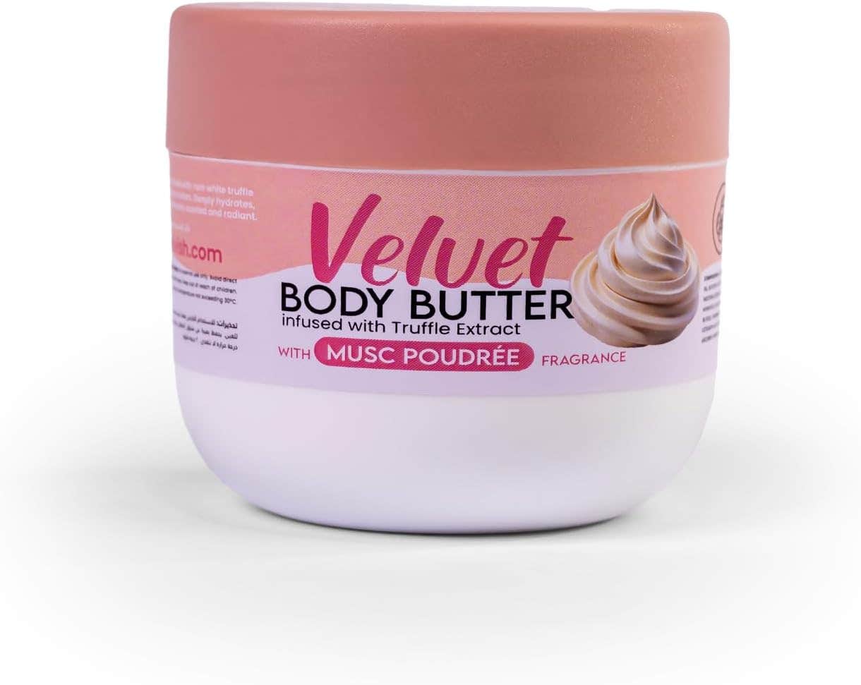 Dr. Elvish Velvet Body Butter Musc Poudrée 200g– Deep Moisturizing Body Cream with Shea Butter, Cocoa Butter & Natural Oils | Fast Absorbing, Non-Greasy Formula | Long-Lasting Elegant Musky Fragrance