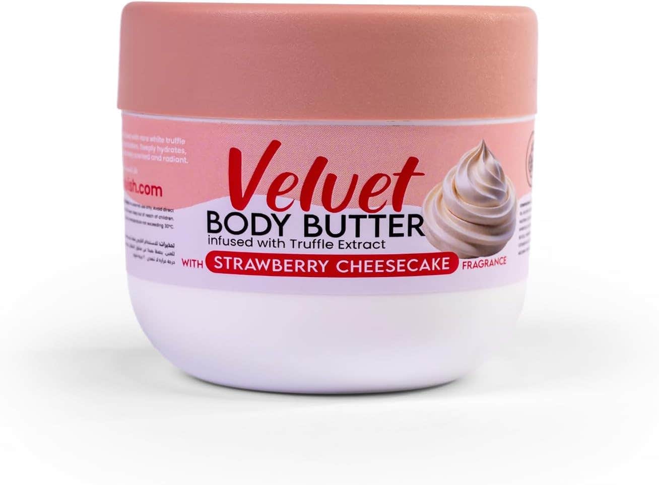 Dr. Elvish Velvet Body Butter Strawberry Cheesecake Deep Nourishing Body Cream with Shea Butter, Cocoa Butter, Natural Oils Intensive Moisturizing Treatment for Very Dry Skin Fast Absorbing