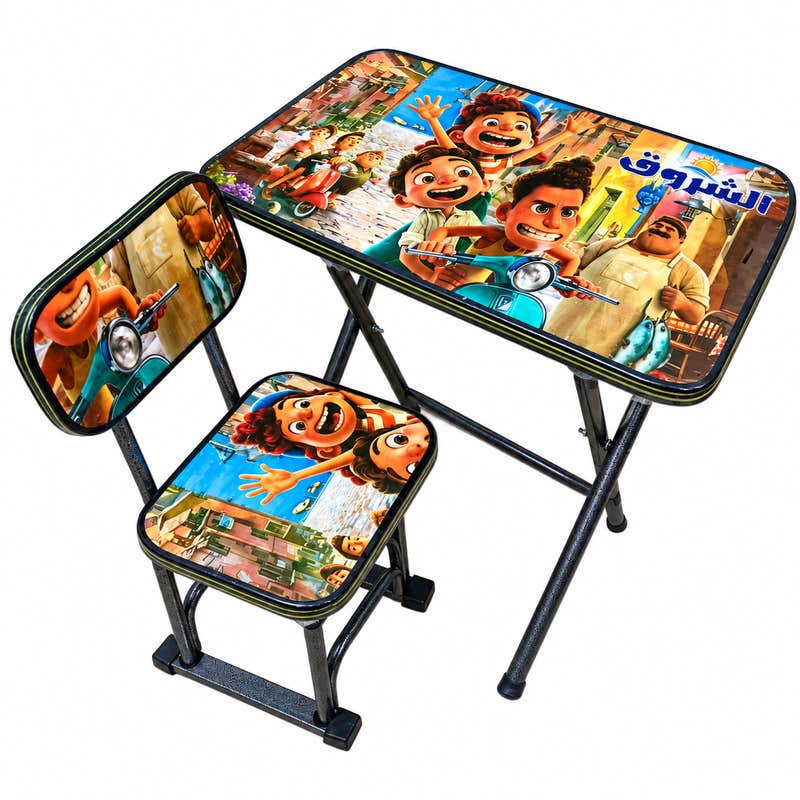Kids Folding Table and Chair Set, Colorful Design for Study and Play