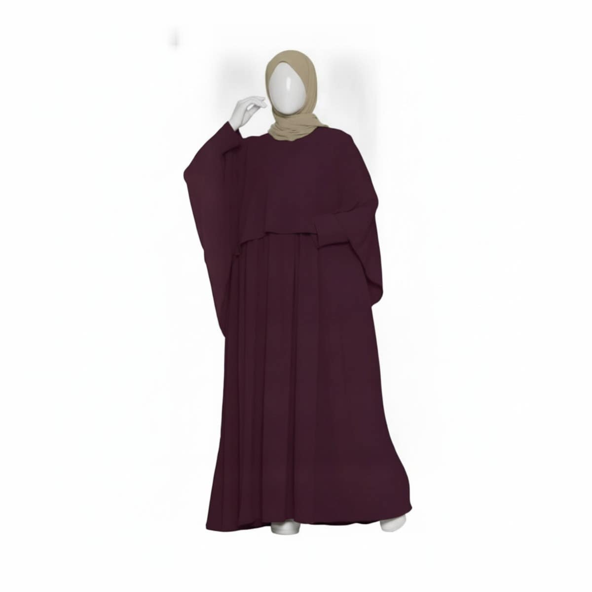 Edna 2 Pieces Abaya And Cap Without Throw Material Crepe One Size Wear For 100K For Women,