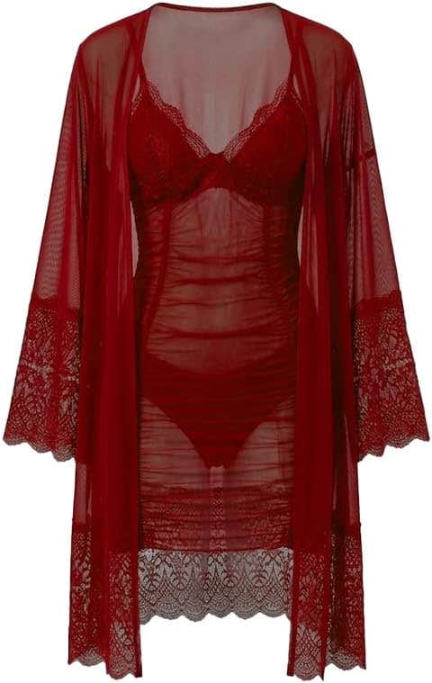 Lingerie set consisting of a robe and a chemise Consists of 2 Pieces Model 1025