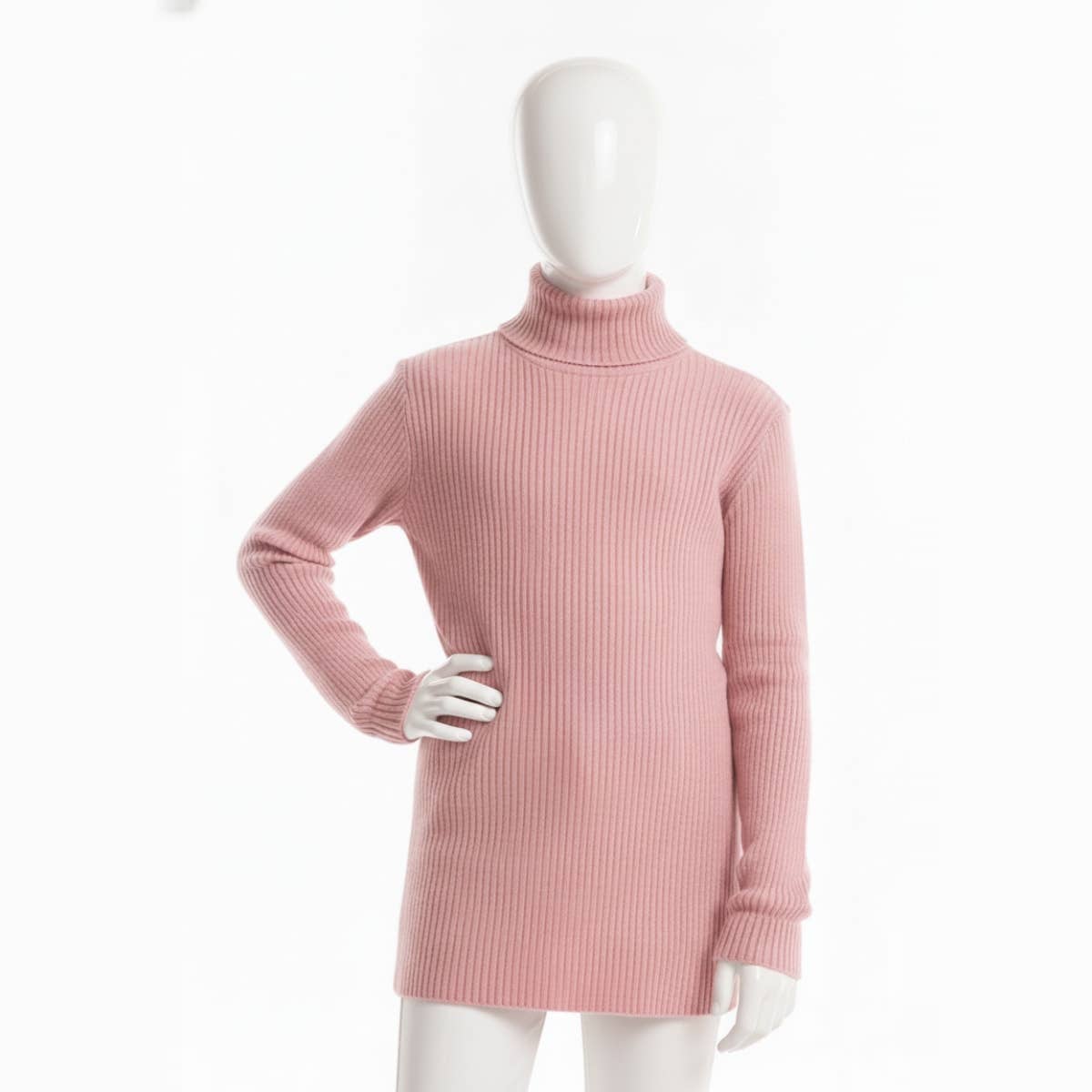 Girl's wool pullover with high neck