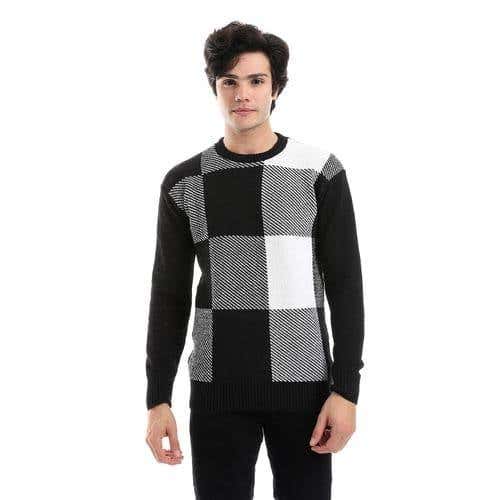 Men's wool pullover with multiple design