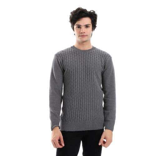 Men's wool pullover with a multicolor design.