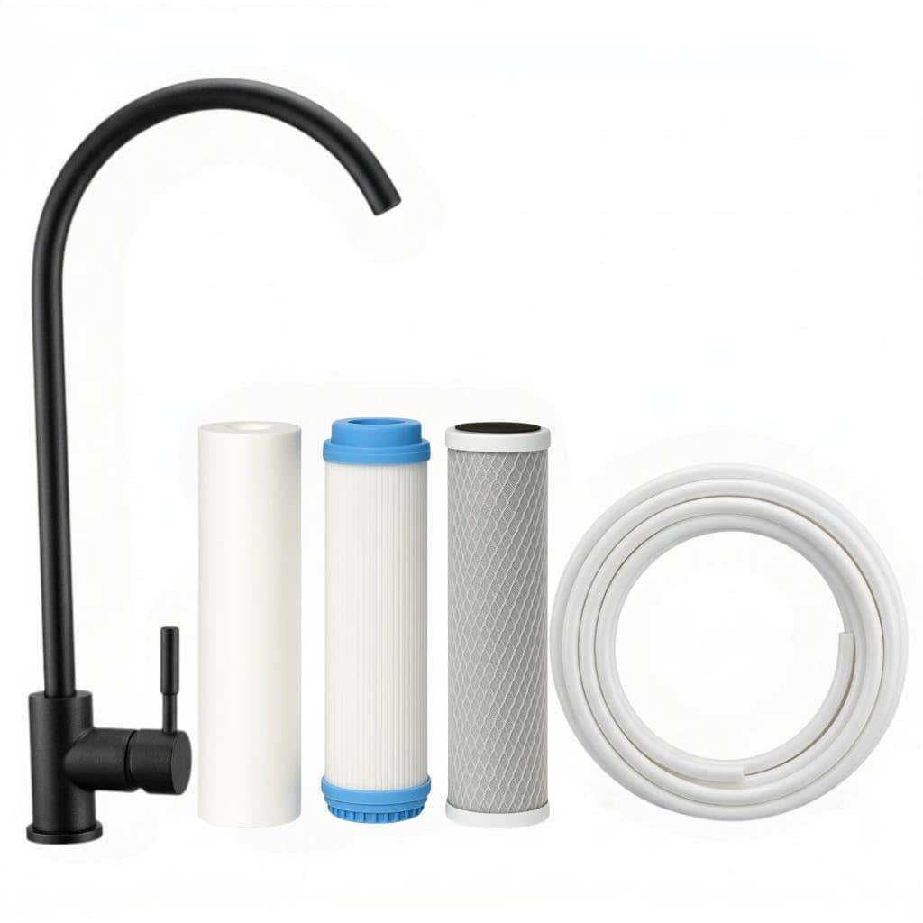 3-Stage Water Filter System with Black Hand Mixer Faucet and 5m Hose