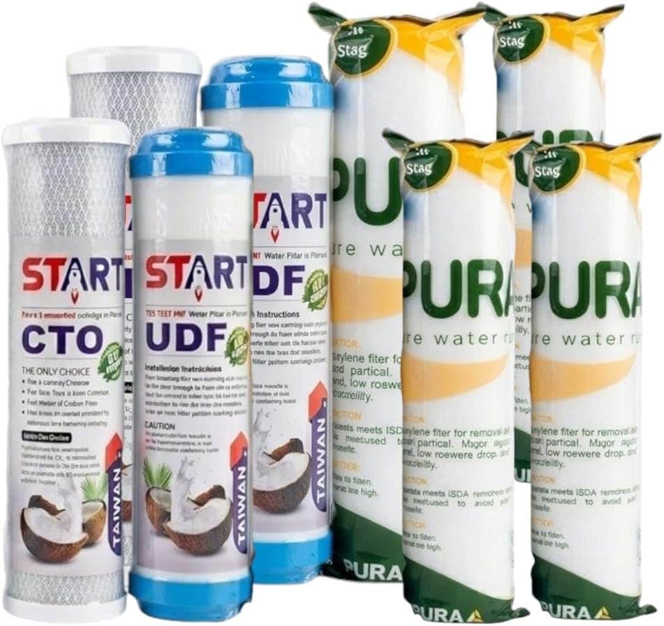 Generic Multi-Stage Water Filter Cartridge Kit - 8 Pieces, Activated Carbon, UDF, PURA