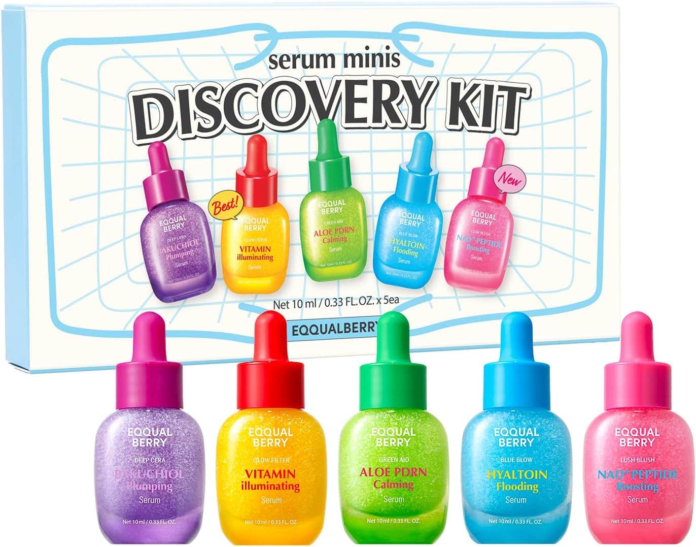Eqqualberry Serum Minis Discovery Kit - 5 Mini Serums for Skin Care