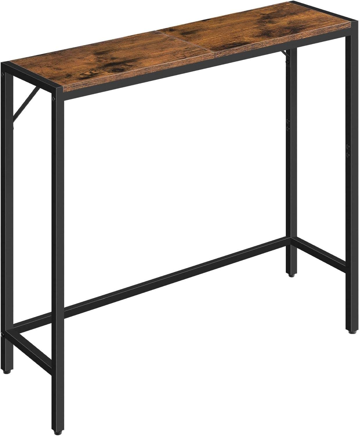 MAHANCRIS Console Table, Narrow Sofa Table, 30.1" Small Couch Table, Thin Sofa Table, Side Table for Hallway, Living Room, Foyer, Corridor, Rustic Brown and Black CTHR7601