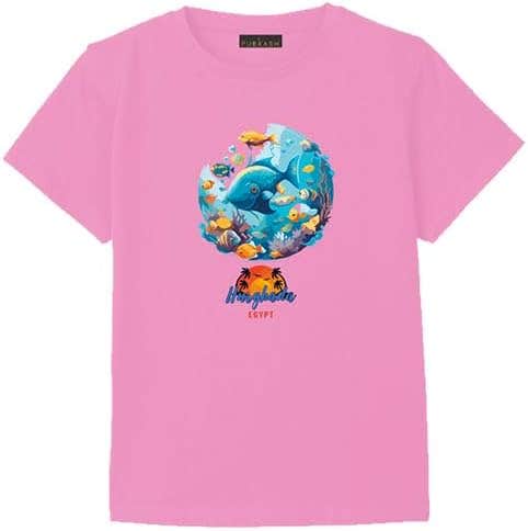 Kids Pink Underwater Sea Life Graphic T-Shirt, Ocean Theme, Ages 3-12