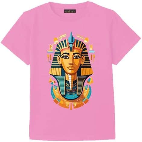 Misriate Egyptian Pharaoh Graphic Print Pink Cotton T-Shirt - Women's Fashion
