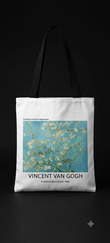High Capacity Floral Almond Tote Bag by Finest Van Gogh