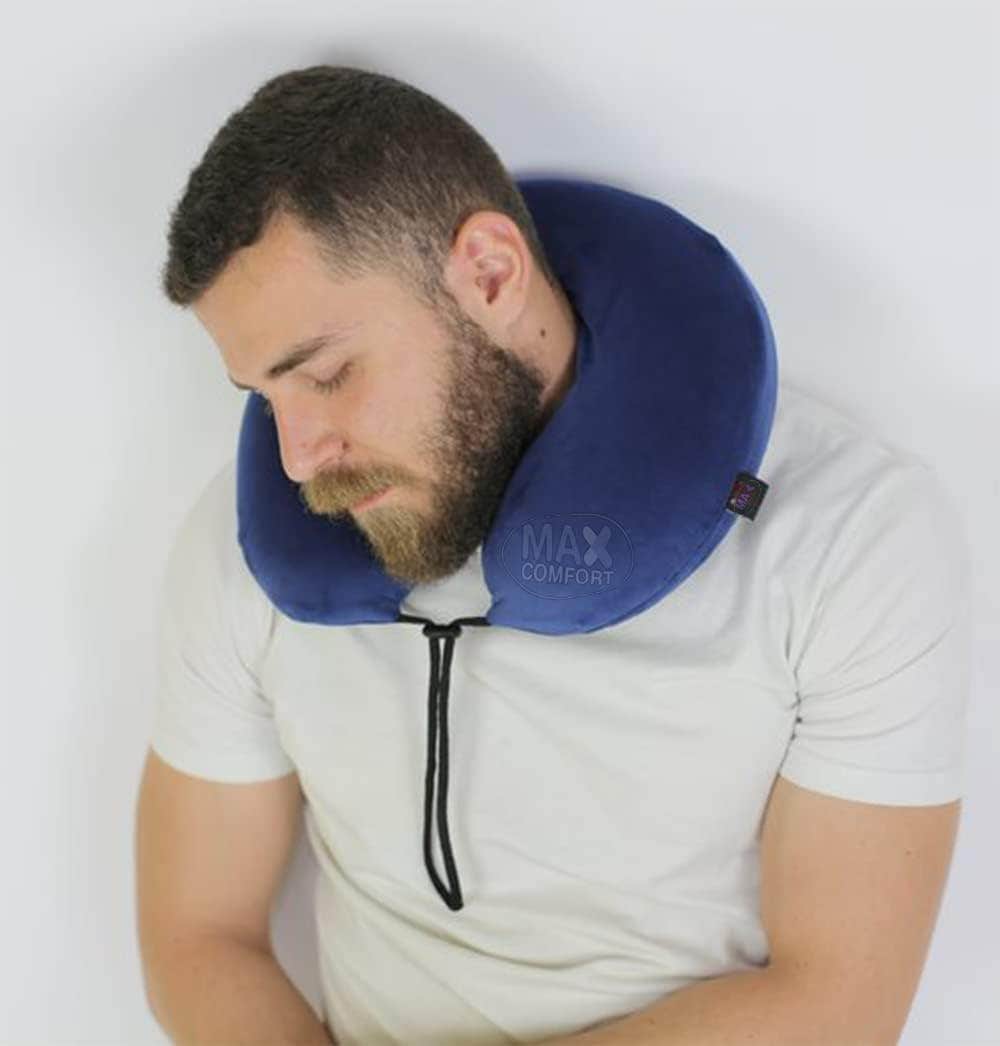 Max Comfort Travel Memory Foam Neck Pillow - Blue