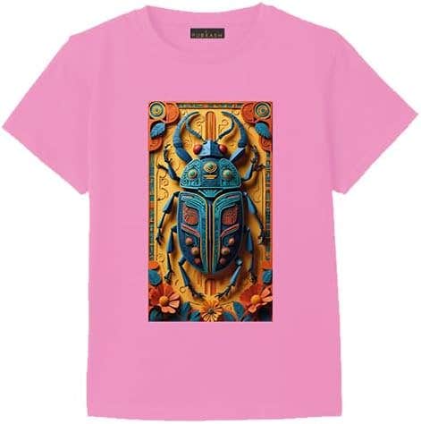 Egyptian Scarab Beetle Art Pink T-Shirt | Unique Graphic Design
