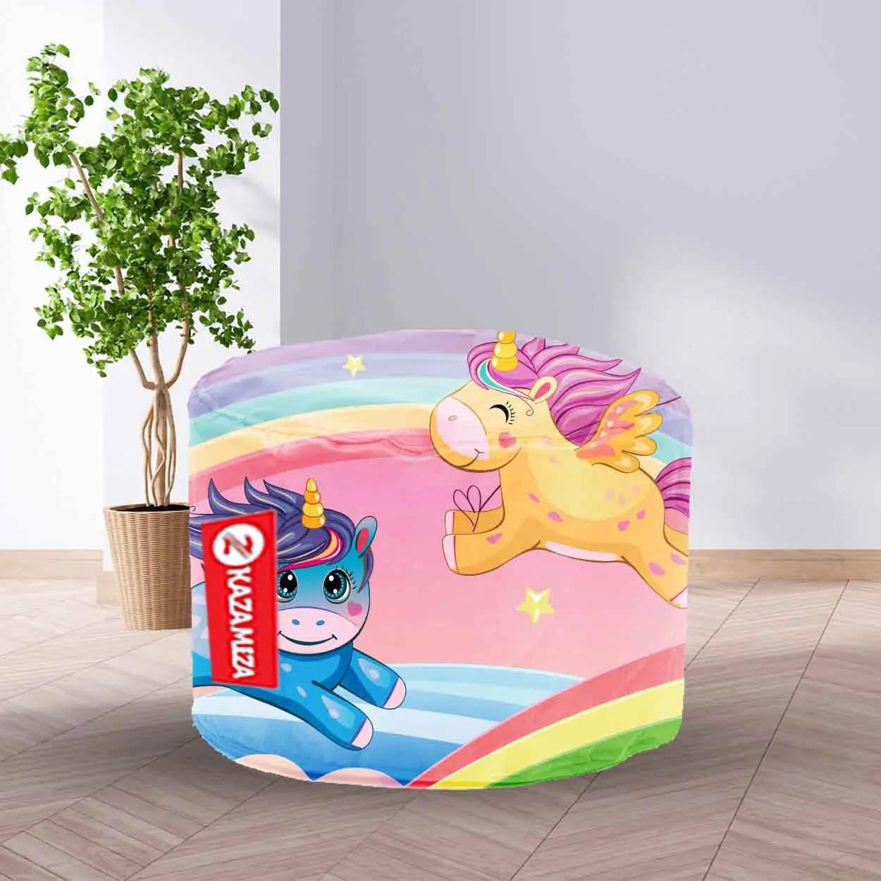 Unicorn Rainbow Pouf Ottoman - Premium Sabia Fabric
