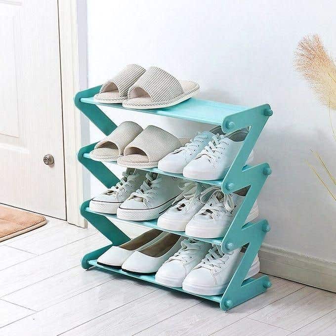 4-Tier Zigzag Shoe Rack - Space-Saving Shoe Organizer