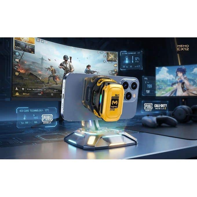 MEMO CX12 Cooling Fan with Power Bank - Instant Cooling, RGB Lighting