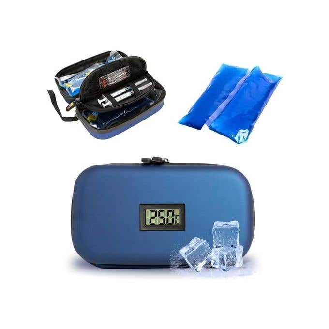 Travel Insulin Cooling Case with Digital Thermometer - Portable Diabetic Insulin Cooler for Pens with Ice Packs