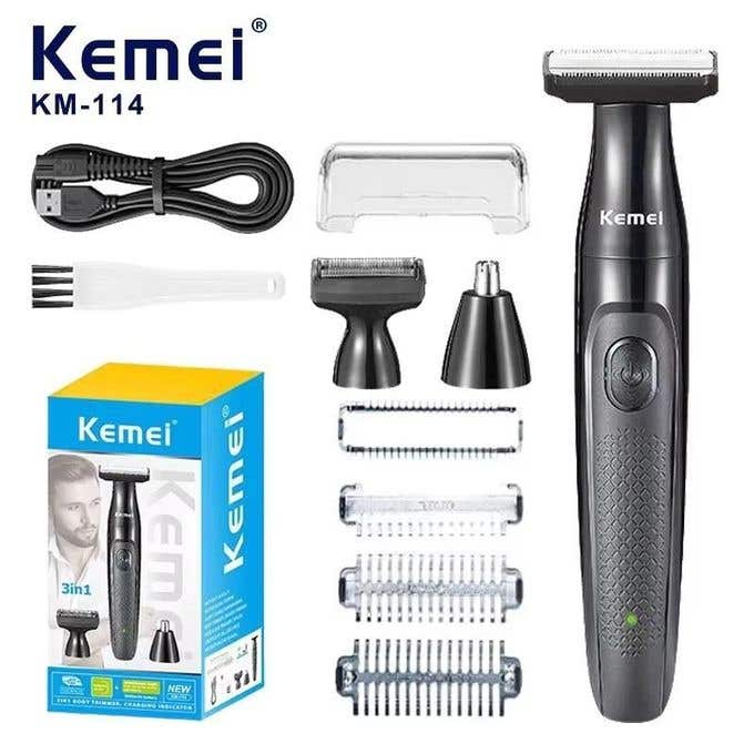 Kemei KM-114 3-in-1 Shaver & Trimmer - Wet & Dry Smooth Shave