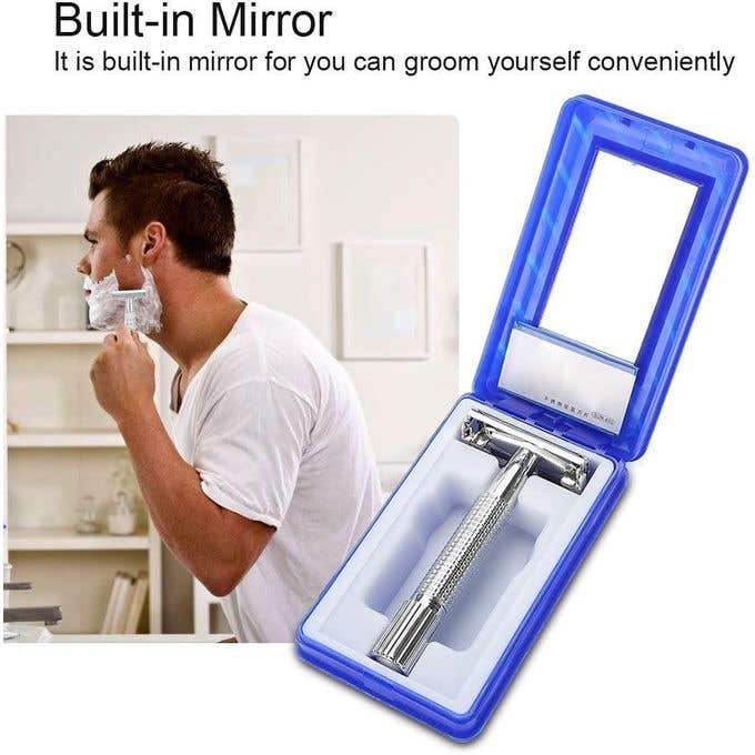 Antique Stainless Steel Men's Safety Razor, Silver, Single Piece