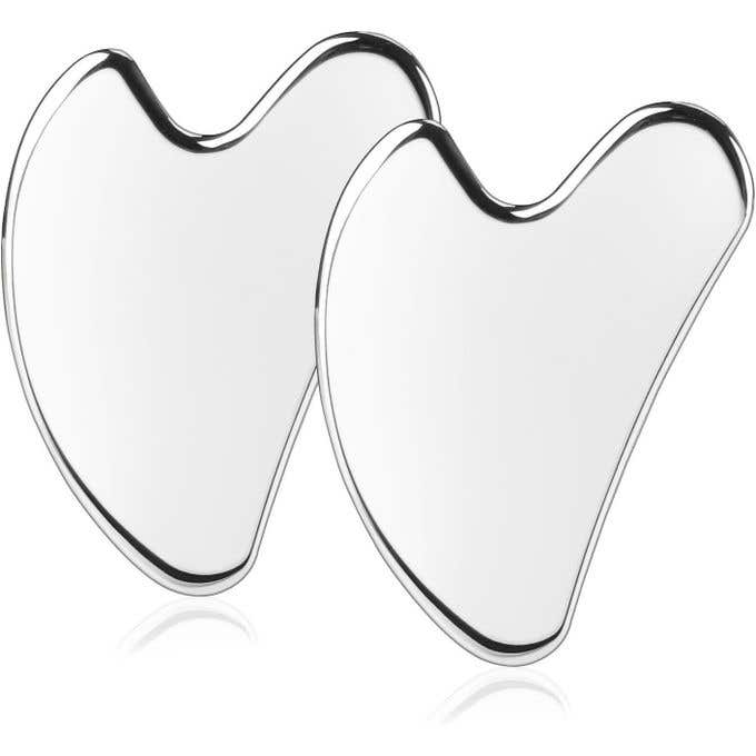 Generic Stainless Steel Guasha Massage Tool 2-Piece Set - Face Exfoliation & Treatment