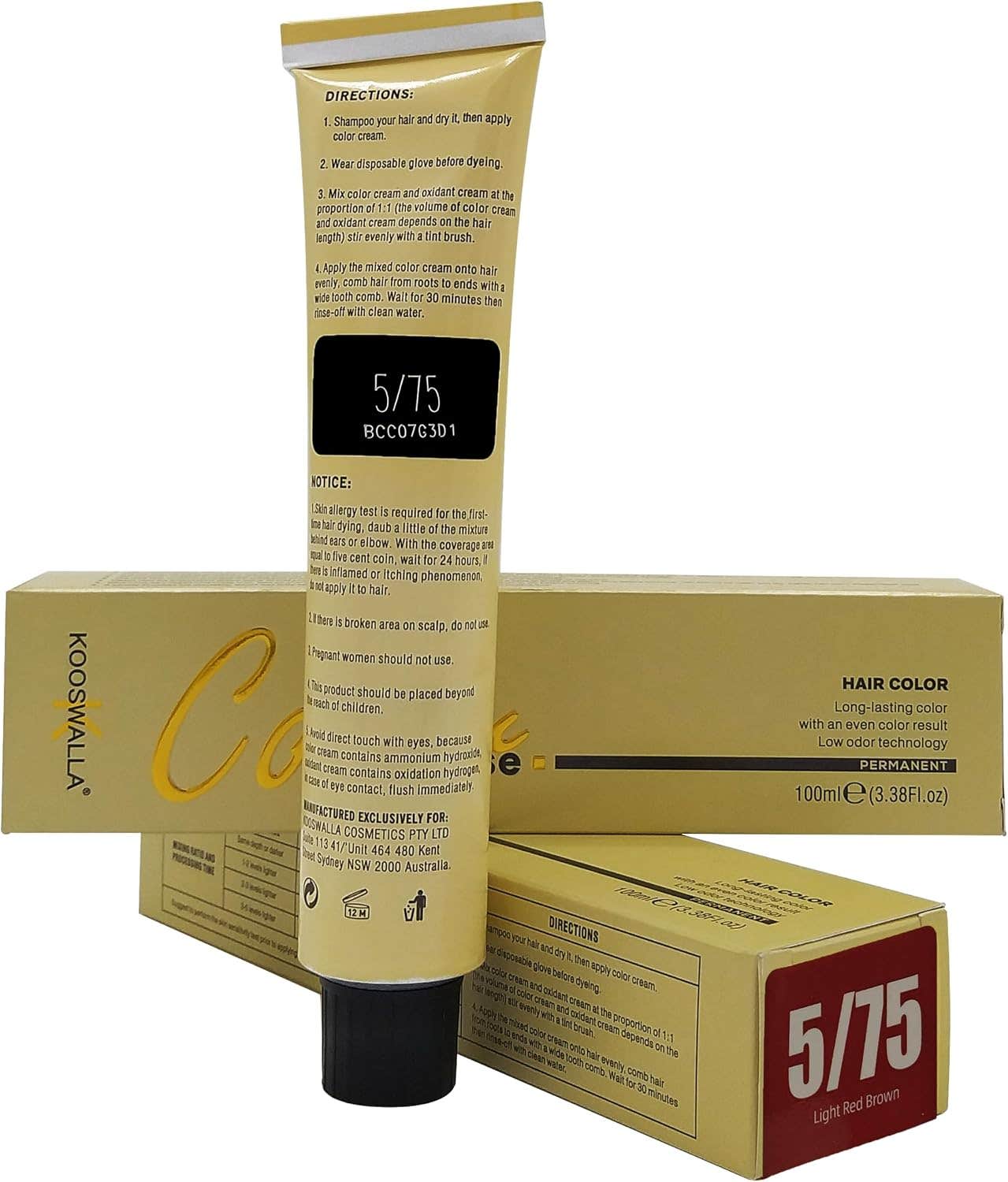 Hair Color- Chocolate 5/75 Light Red Brown 100ml