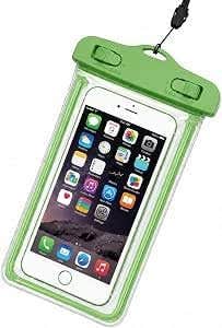 Waterproof Phone Pouch, Universal Mobile Dry Bag for Swimming, Beach, Pool, Shower and Photography, Plastic Case Compatible with iPhone and Android, G-34 (Green)
