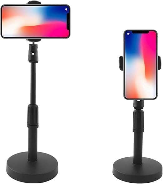 Universal Phone Desktop Holder Stand - 360° Rotating, Multi-Function, Black
