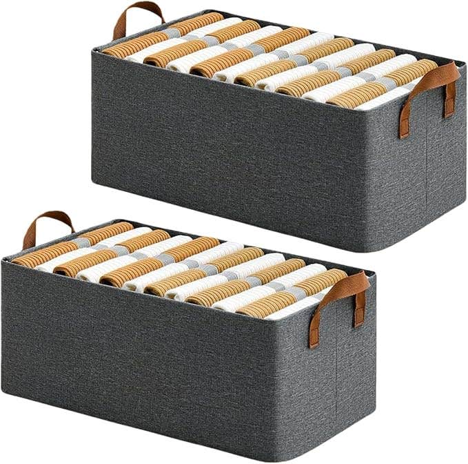 Foldable Fabric Storage Baskets - Set of 2, 26Litres Capacity