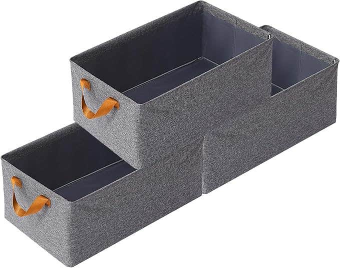 Large Fabric Storage Baskets 3 PCS - Organize Clothing, Toys, Books
