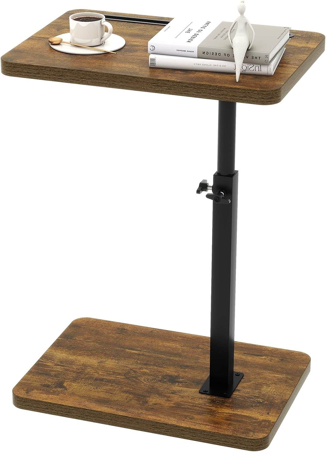 IBUYKE TVT003H Side Table C Shape Rotatable and Height Adjustable Brown