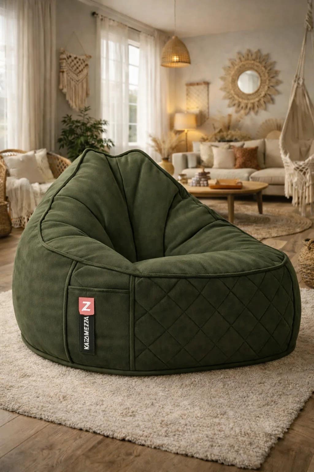 Luxury Velvet Bean Bag Chair (XXL) – 100x90 cm Premium Comfort