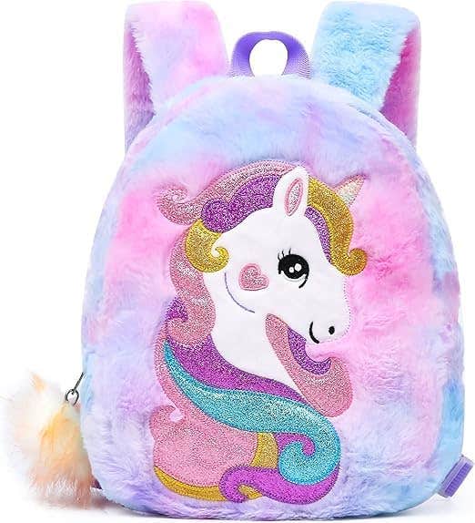 Unicorn Plush Backpack for Girls 3-6 Years