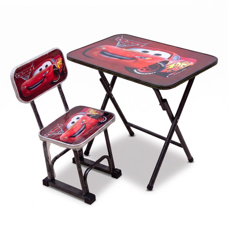 Kids Folding Table & Chair Set - Lightning McQueen Theme