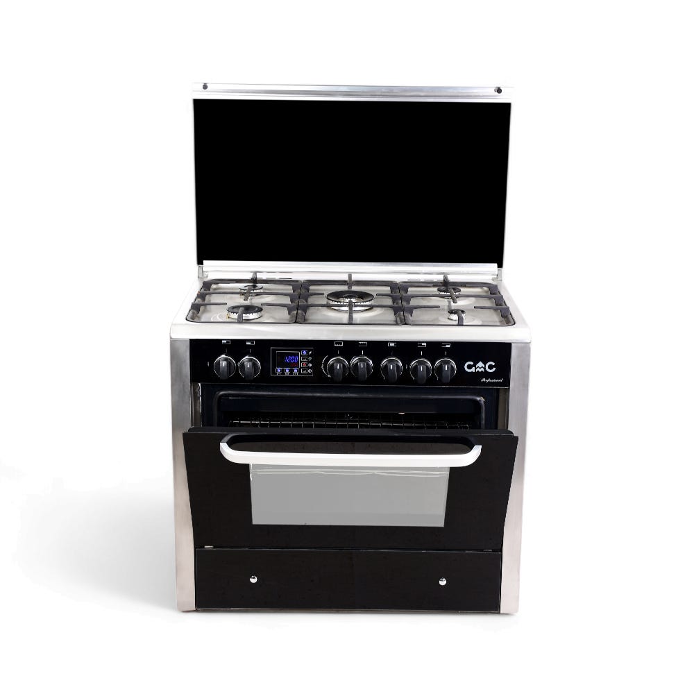 Gmc Professional-bl Gas Cooker, 5 Burners, 115 Liter, 60 Watt, 60x90 cm - Black Silver