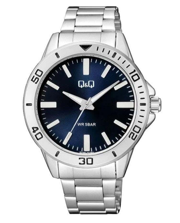 Q&Q Q28B-003PY Round Analog Casual Watch For Men, L /40 - 48 mm - Silver