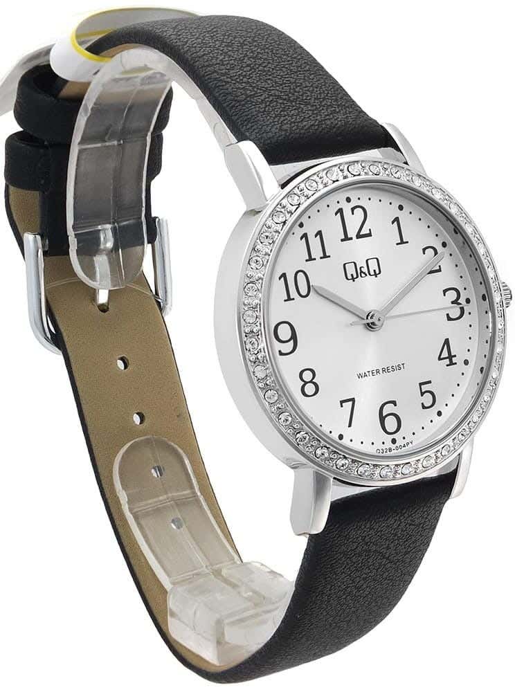 Q&Q Q32B-004PY Round Analog Dress Watch For women, M /26 - 39 mm - Black