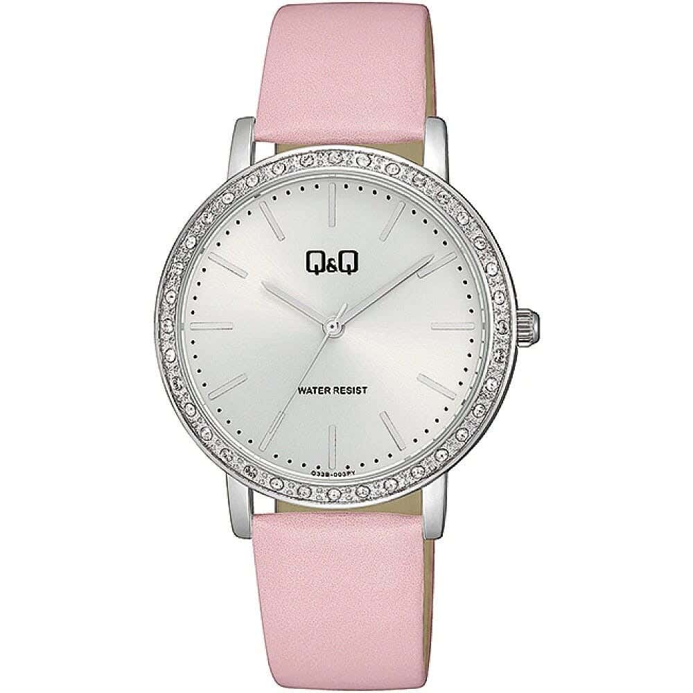 Q&Q Q33B-003PY Round Analog Dress Watch For women, M /26 - 39 mm - Pink