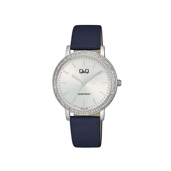 Q&Q Q33B-007PY Round Analog Dress Watch For women, L /40 - 48 mm - Navy
