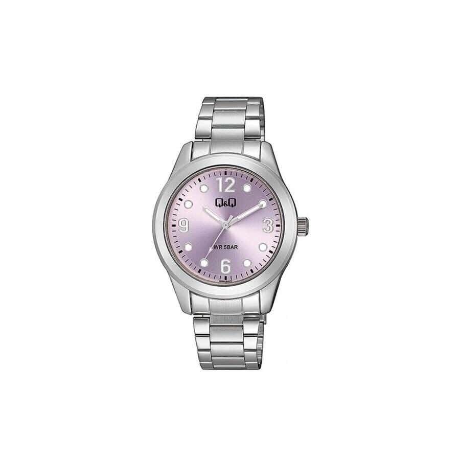 Q&Q Q35B-002PY Round Analog Dress Watch For women, M /26 - 39 mm - Silver Pink