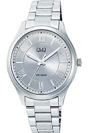 Q&Q Q49B-002PY Round Analog Dress Watch For Men, L /40 - 48 mm - Silver