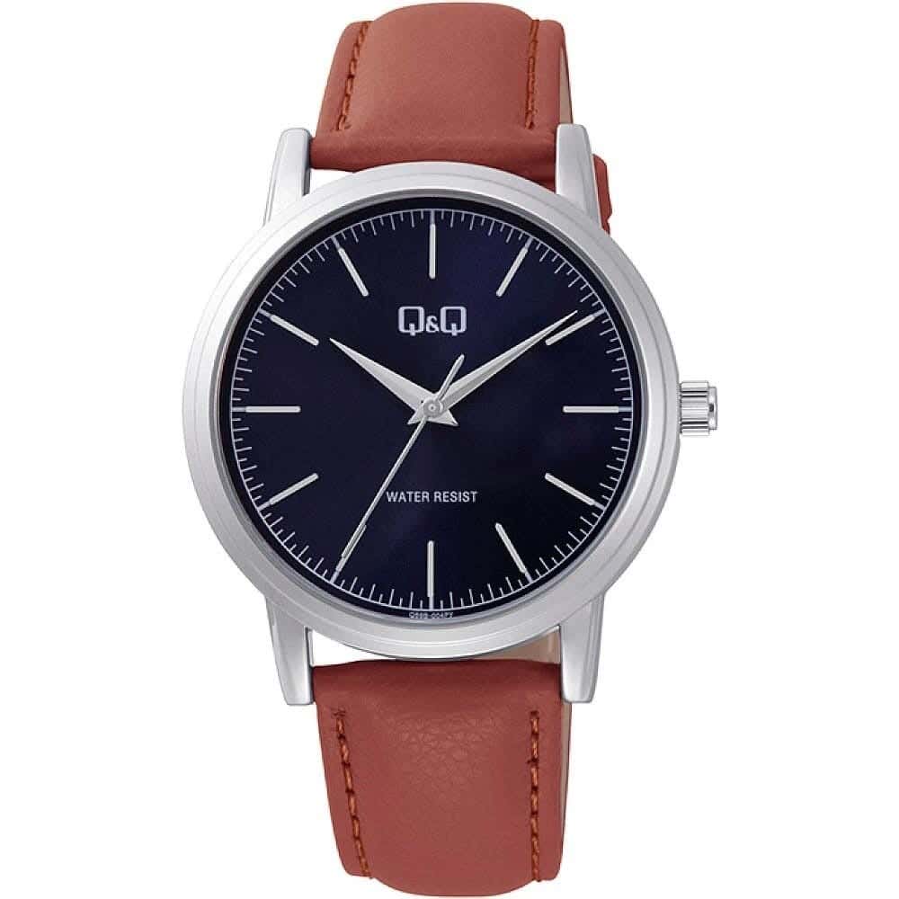 Q&Q Q59B-004PY Round Analog Dress Watch For Men, L /40 - 48 mm - Brown