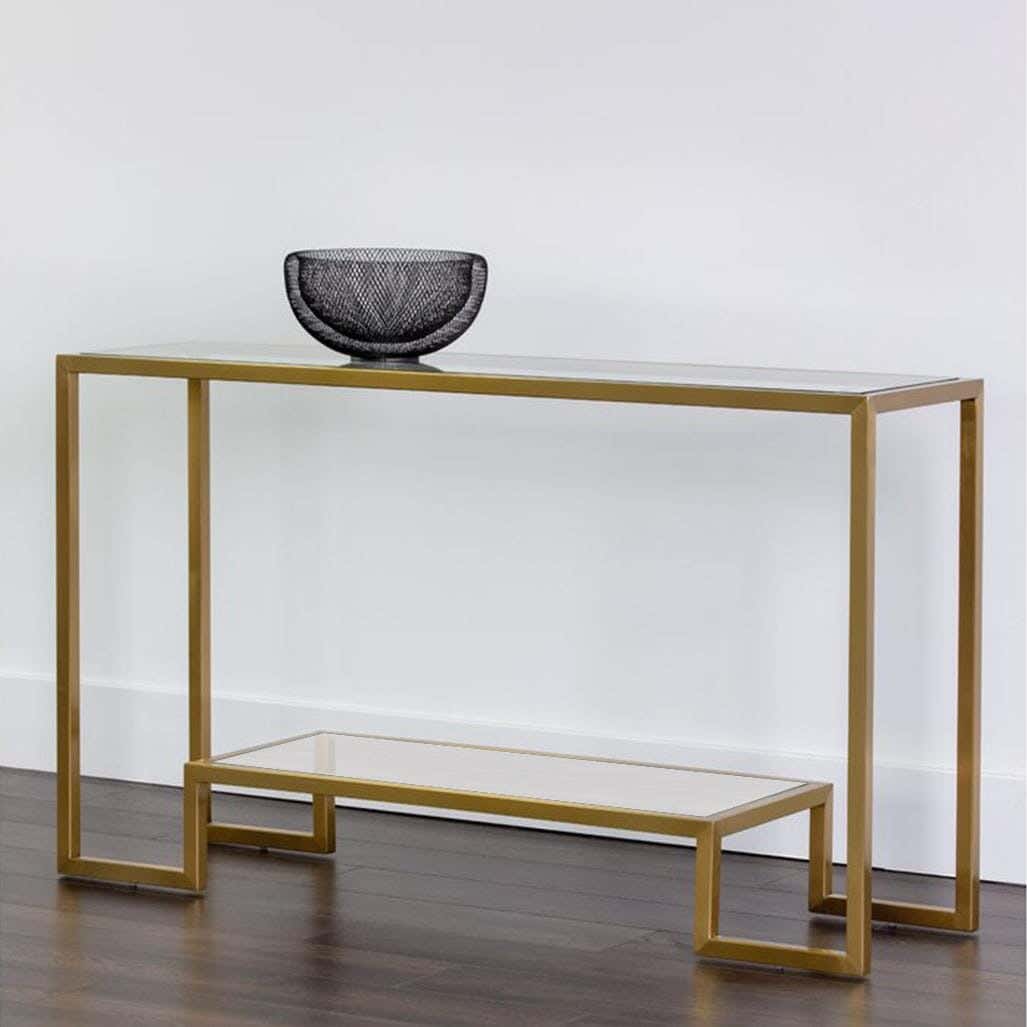 Metal Console Table, Electrostatic Paint, 100 × 35 × 90 cm - Gold