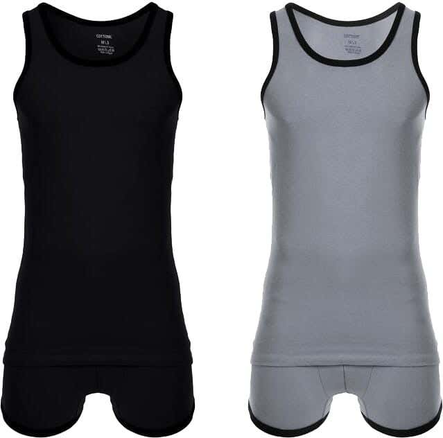 Cottonil Men's Cotton Underwear Set, 2 Pieces - Black/Gray