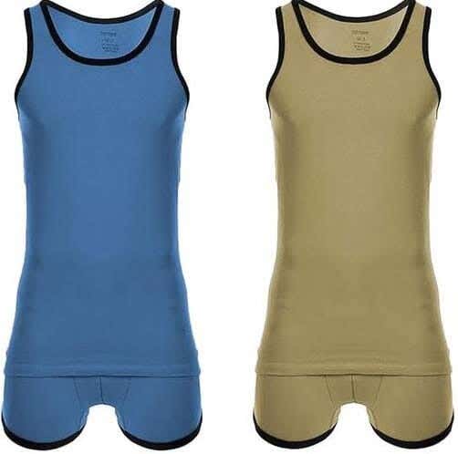 Cottonil Men's Cotton Underwear Set, 2 Pieces - Olive Blue