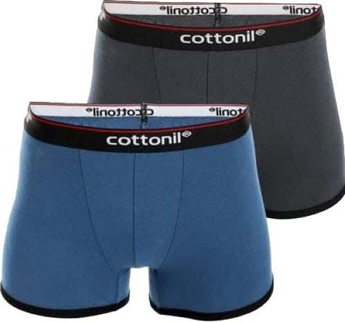 Cottonil Cotton Boxer Set For Men, 2 Pieces - Bule Dark Grey