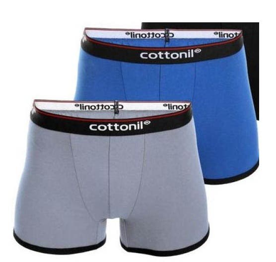 Cottonil Cotton Boxer Set For Men, 2 Pieces - Blue Grey