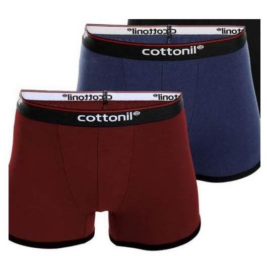 Cottonil Cotton Boxer Set For Men, 2 Pieces - Red Bule