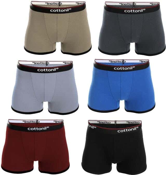 Cottonil Cotton Boxer Set For Men, 6 Pieces - Multicolor